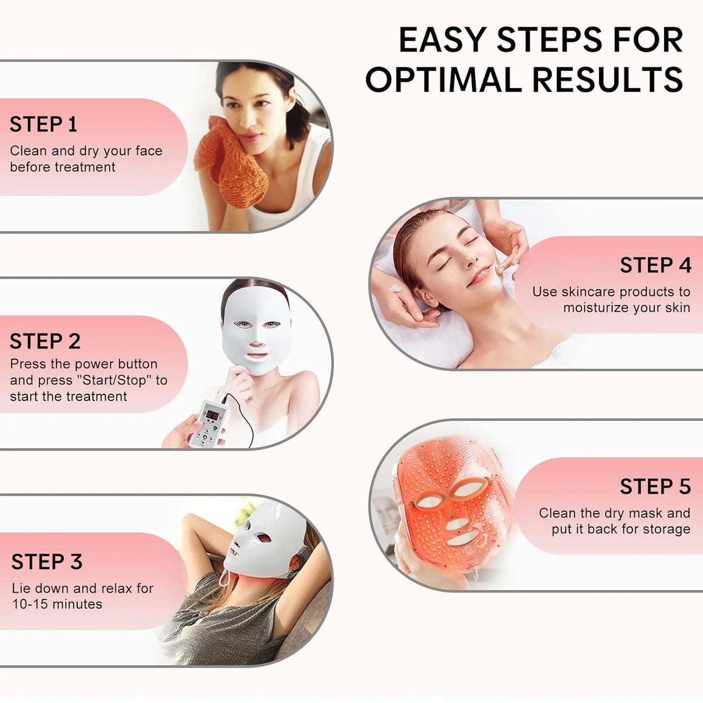 Led Face Mask Light Therapy, Red Light Therapy for Face, 7 Colors LED Facial Skin Care Mask for Women Skin Care at Home
